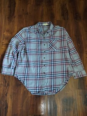 Love Notes Light Blue Plaid Button-Down Shirt